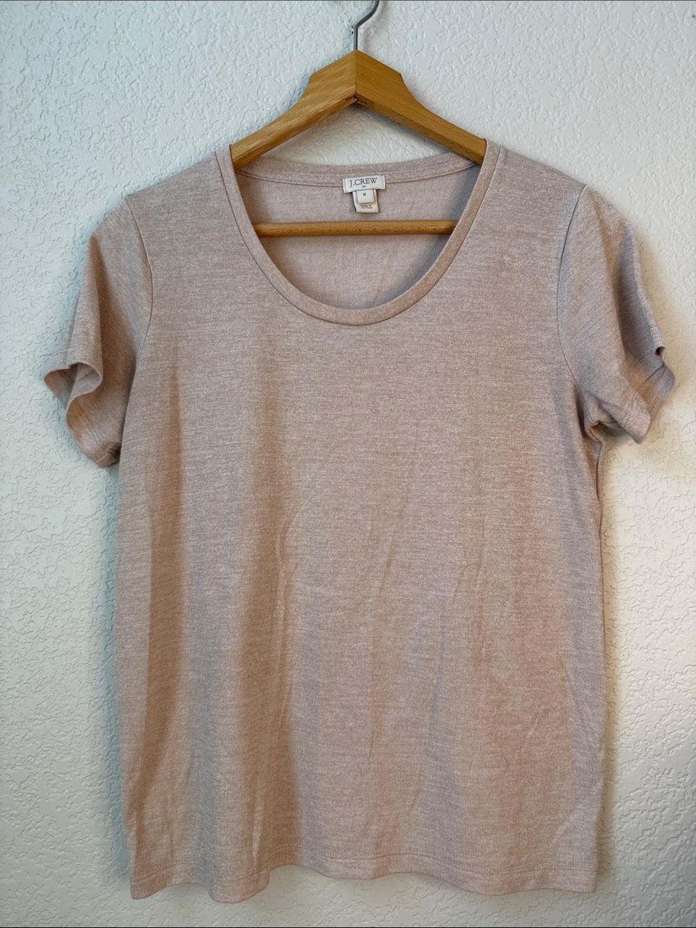 J Crew Short Sleeve Scoop Neck Tee Shimmer Light Taupe Medium